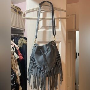 Fringed Blue Shoulder Bag